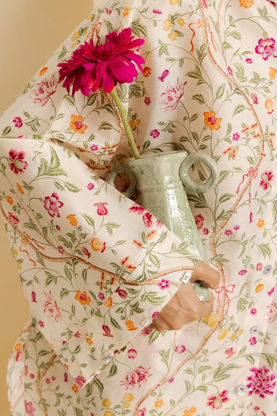 ZAHA floral printed co ord set for women with matching wide leg trousers