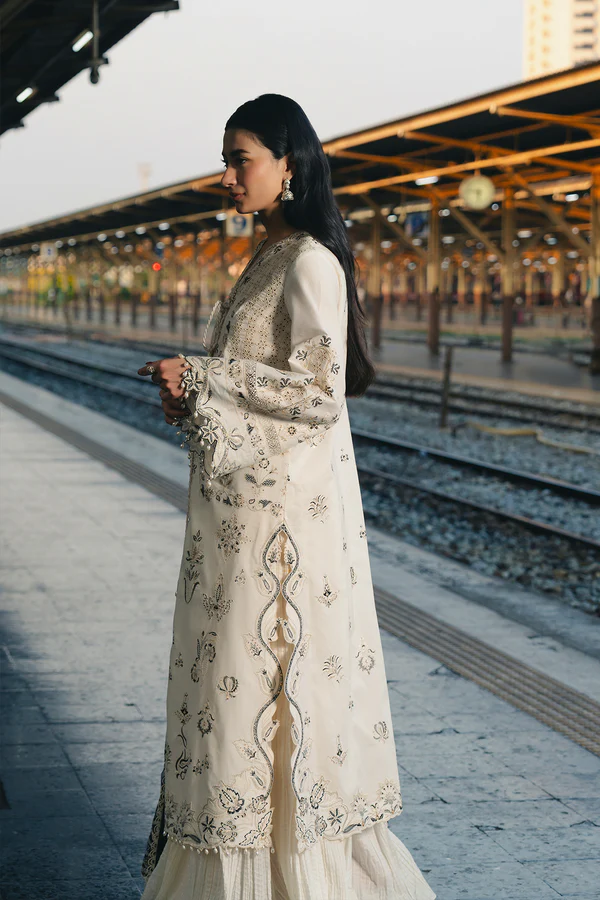 White Embroidered Lawn Suit for women with luxury Pakistani festive embroidery