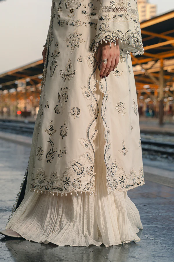 White Embroidered Lawn Suit for women with luxury Pakistani festive embroidery