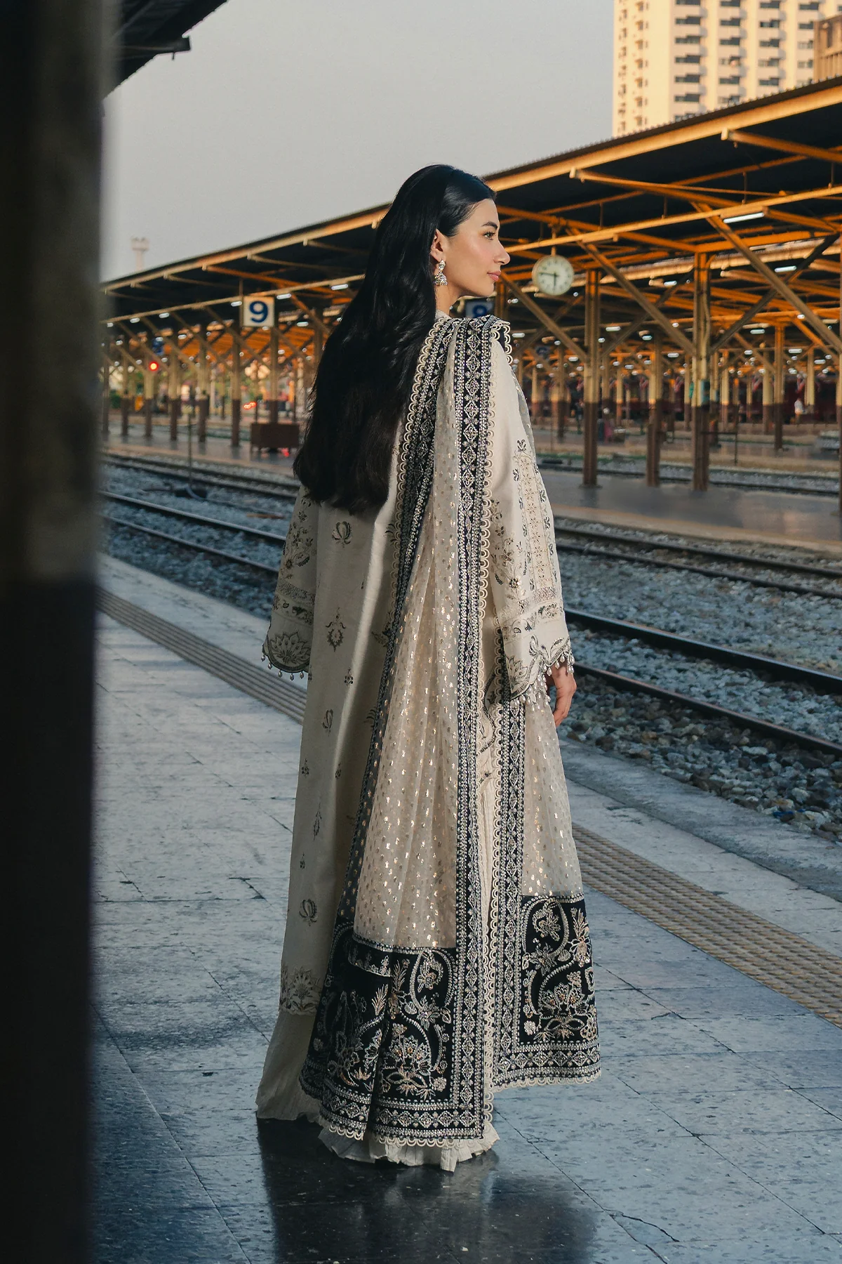 White Embroidered Lawn Suit for women with luxury Pakistani festive embroidery