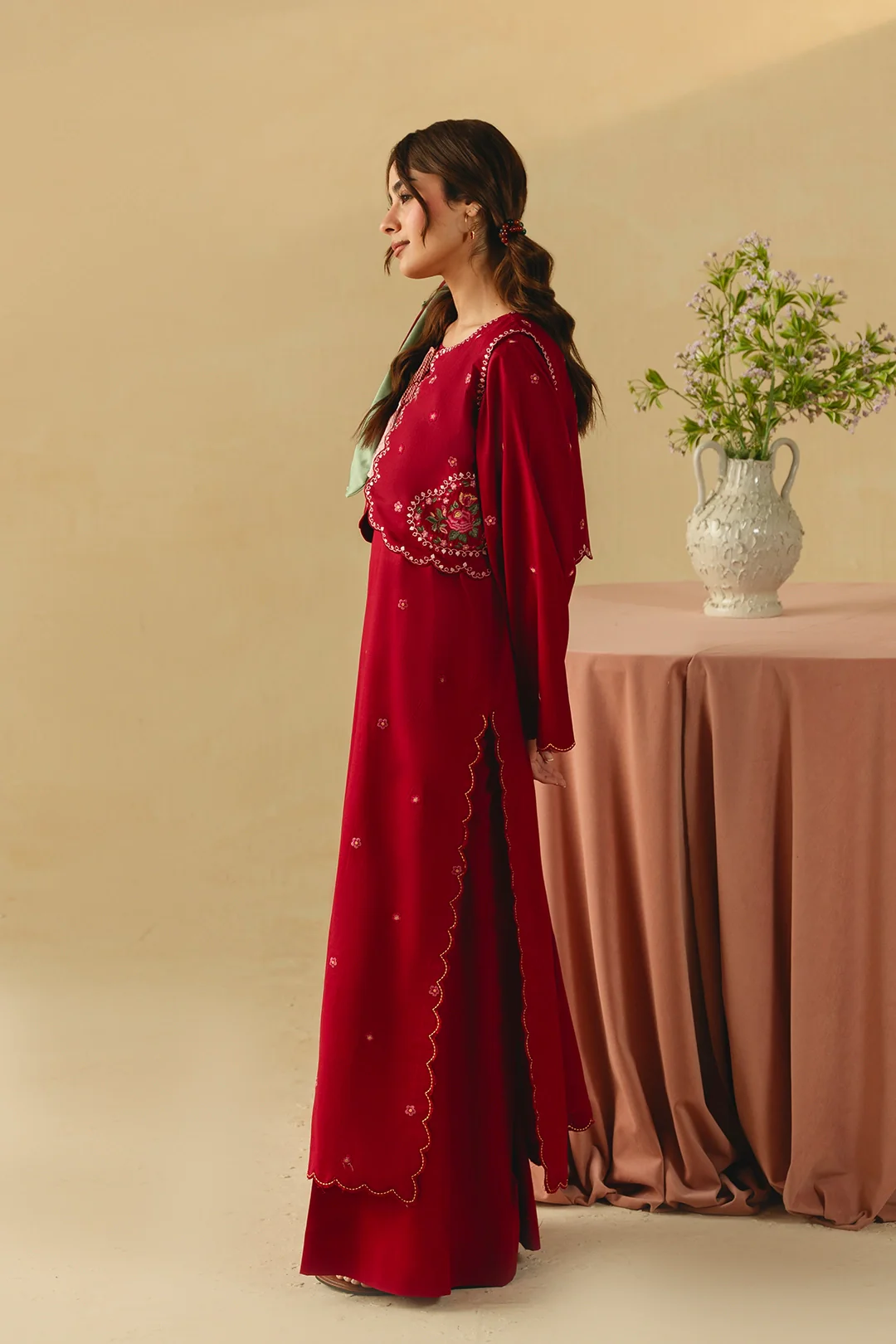 Mannat maroon embroidered 2 piece suit for women