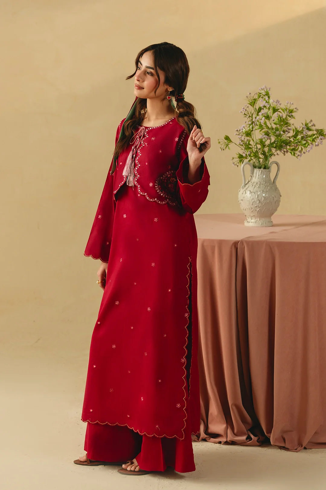 Mannat maroon embroidered 2 piece suit for women