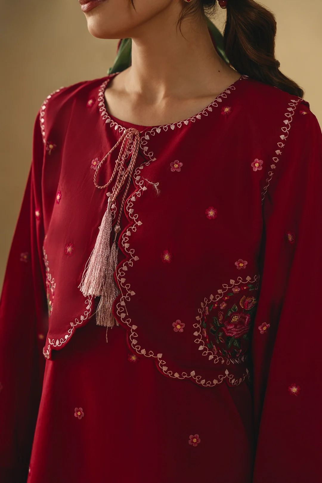 Mannat maroon embroidered 2 piece suit for women