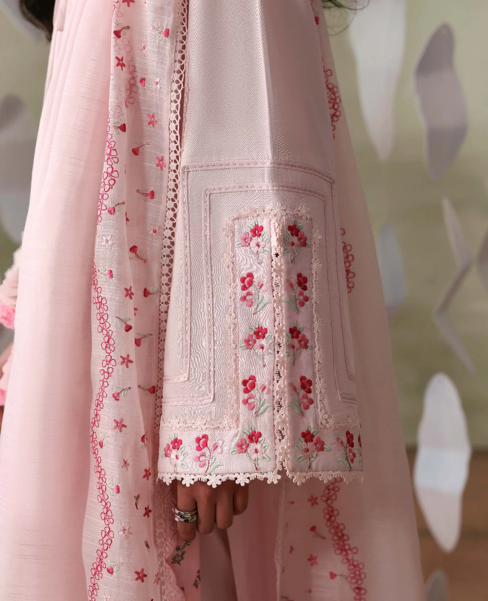 Republic blush pink embroidered 3 piece suit for women