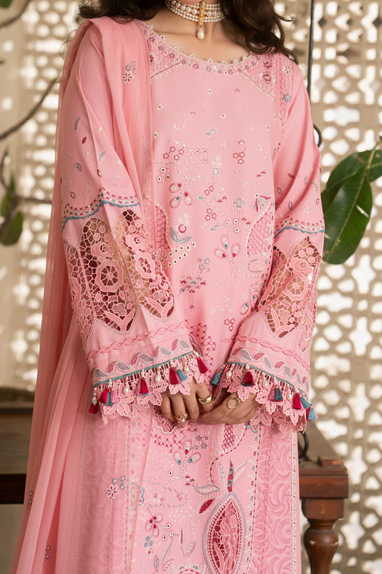 NAQSHI luxury pink embroidered 3 piece formal suit for women