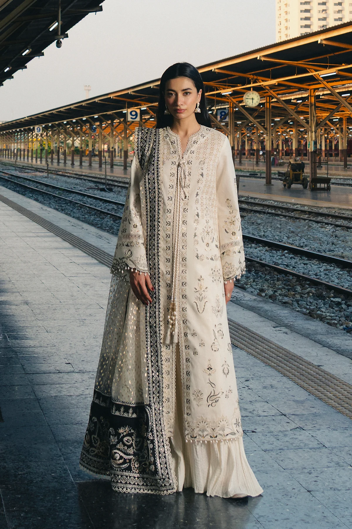 White Embroidered Lawn Suit for women with luxury Pakistani festive embroidery