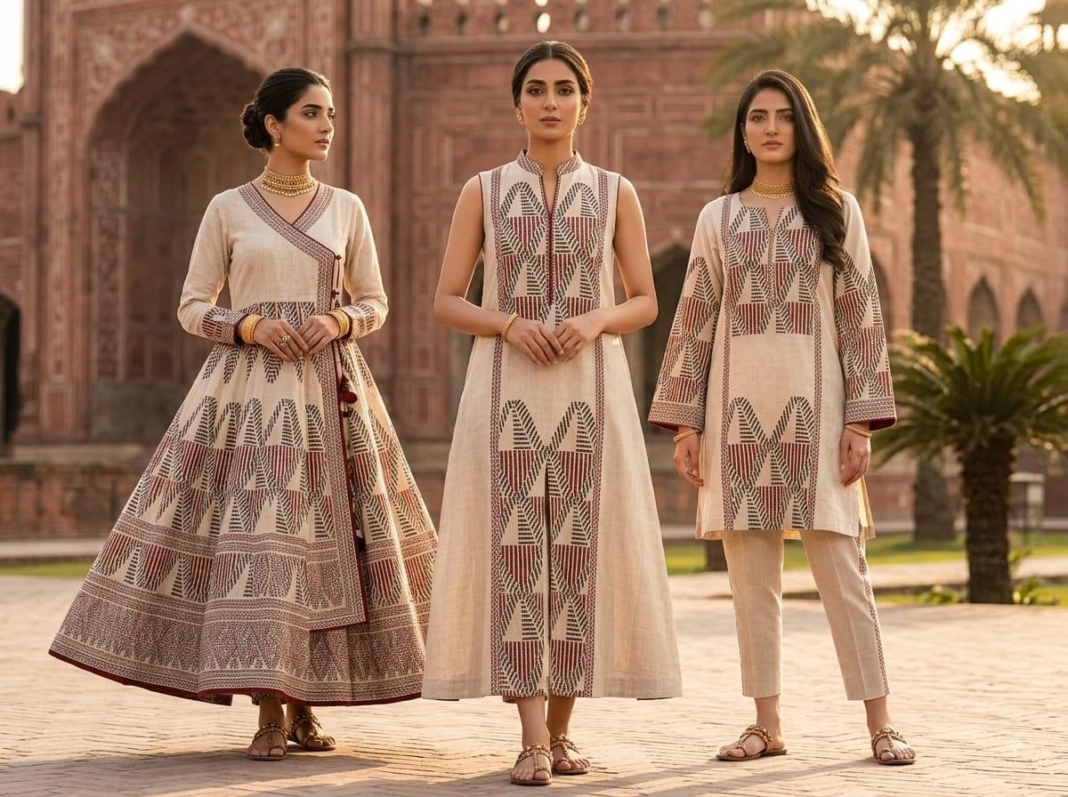 Ivory Geometric Block-Print Set — Choose Your Style